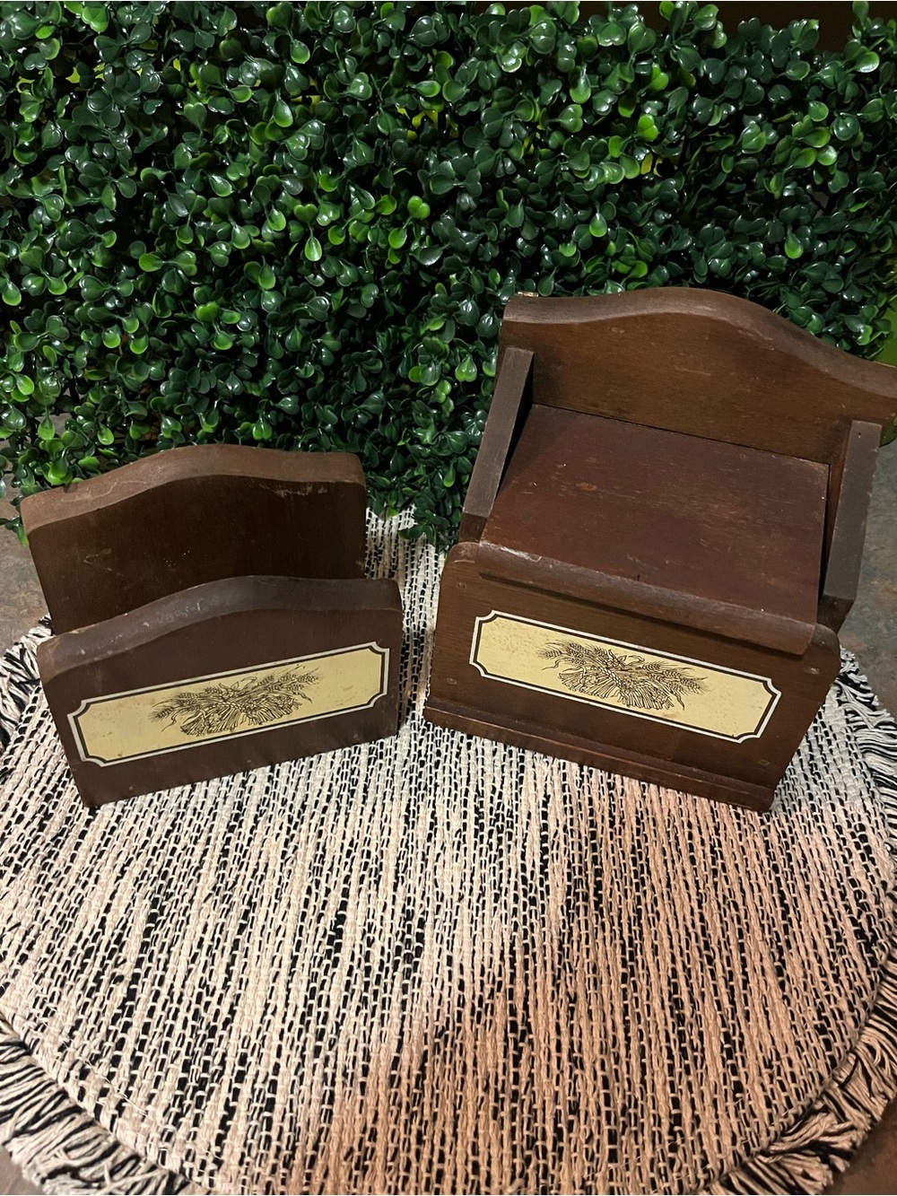 Wooden Napkin and Recipe Card Holders - Brown